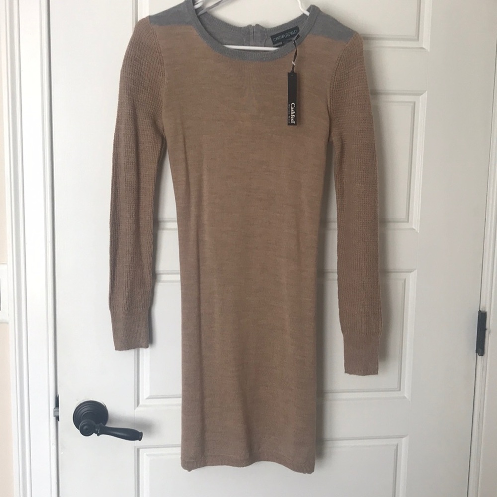 Tan/grey sweater dress